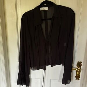 L'Academie Black Sheer Crop Blouse